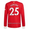 Camiseta de fútbol Manga Larga Manchester United Jadon Sancho 25 Primera Equipación 2021/22 - Hombre